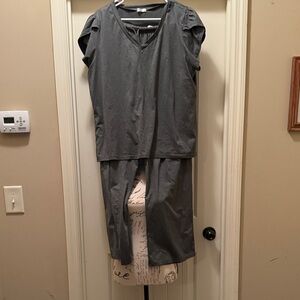 Gray Women's V-Neck Pajama Set